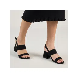 Twenty Dresses by Nykaa Fashion Black Solid Square Toe Dual Strap Block Heel-picture-22