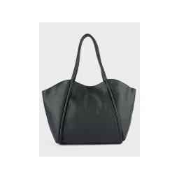 Twenty Dresses by Nykaa Fashion Black Textured Tote Bag with Pouch (Set of 2)-picture-27