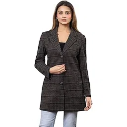 twenty me Winter Wear Casual Wear Outdoor Wear Acrylic Blend Collared Checked Full Sleeve Women's Coat (4410)-picture-23