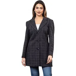twenty me Winter Wear Casual Wear Outdoor Wear Acrylic Blend Collared Checked Full Sleeve Women's Coat (4410)-picture-29