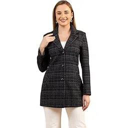 twenty me Winter Wear Casual Wear Outdoor Wear Acrylic Wool Notch Lapel Checked Full Sleeve Women's Coat (4424)-picture-26
