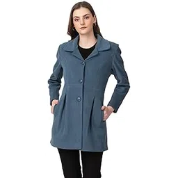 twenty me Winter Wear Casual Wear Outdoor Wear Wool Blend Collared Checked Full Sleeve Women's Coat (4266)-picture-38