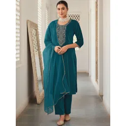 Twika Women Ethnic Motifs Embroidered Kurta with Trousers & Dupatta-picture-29