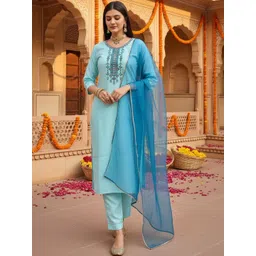 Twika Women Floral Regular Kurta with Trousers & With Dupatta-picture-37