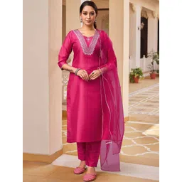 Twika Women Regular Thread Work Kurta with Trousers & With Dupatta-picture-20