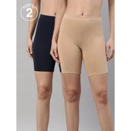 TWIN BIRDS Beige & Navy Cotton Sports Shorts Pack Of 2-picture-35