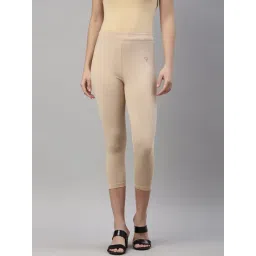 TWIN BIRDS Beige Cotton Capris-picture-22