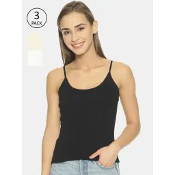 TWIN BIRDS Black & White Cotton Camisole - Pack Of 3-picture-13