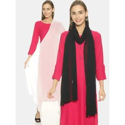 TWIN BIRDS Black & White Plain Dupatta - Pack Of 2-picture-19