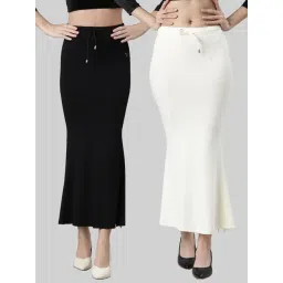 TWIN BIRDS Black & White Plain Saree Shapewear - Pack Of 2-picture-26