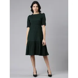 TWIN BIRDS Bottle Green A-Line Dress-picture-39