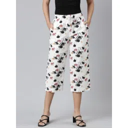 Twin Birds Brown 100% Cotton Print Flaired Fit Casual Trousers-picture-25