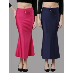 TWIN BIRDS Fuchsia & Navy Plain Saree Shapewear - Pack Of 2-picture-30