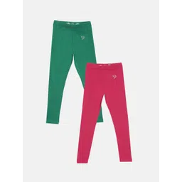 TWIN BIRDS Girls Pack Of 2 Solid Ankle-Length Tailored-Fit Pure Cotton Leggings-picture-35