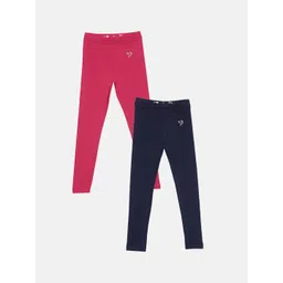 TWIN BIRDS Girls Pack Of 2 Solid Ankle-Length Tailored-Fit Pure Cotton Leggings-picture-12