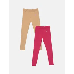 TWIN BIRDS Girls Pack Of 2 Solid Pure Cotton Tailored-Fit Ankle-Length Leggings-picture-31