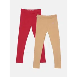 TWIN BIRDS Girls Pack Of 2 Solid Pure Cotton Tailored-Fit Ankle-Length Leggings-picture-55