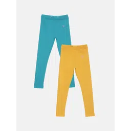 TWIN BIRDS Girls Pack of 2 Solid Tailored Fit Pure Cotton Ankle Length Leggings-picture-54