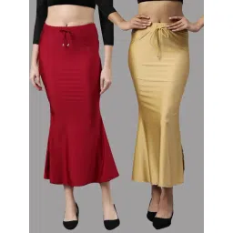 TWIN BIRDS Maroon & Golden Plain Saree Shapewear - Pack Of 2-picture-11