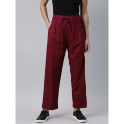TWIN BIRDS Maroon Mid Rise Palazzos-picture-30