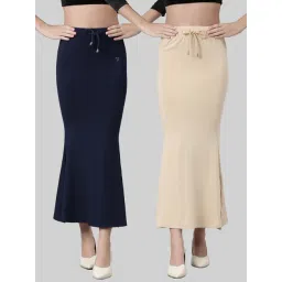 TWIN BIRDS Navy & Beige Plain Saree Shapewear - Pack Of 2-image-0