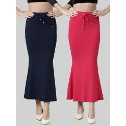 TWIN BIRDS Navy & Fuchsia Plain Saree Shapewear - Pack Of 2-image-46