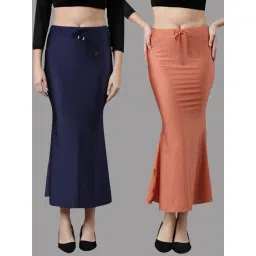 TWIN BIRDS Navy & Peach Plain Saree Shapewear - Pack Of 2-image-35