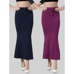 TWIN BIRDS Navy & Purple Plain Saree Shapewear - Pack Of 2-image-45