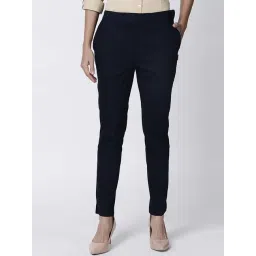 TWIN BIRDS Navy Cotton Trousers-image-16
