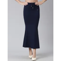 TWIN BIRDS Navy Plain Saree Shapewear-image-11