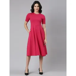 TWIN BIRDS Pink Cotton A-Line Dress-picture-23