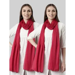 TWIN BIRDS Red Plain Dupatta - Pack Of 2-picture-32