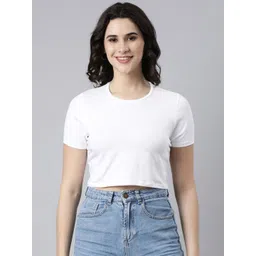 TWIN BIRDS Round Neck Cotton Crop Top-picture-11