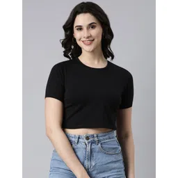 TWIN BIRDS Round Neck Cotton Crop Top-picture-26