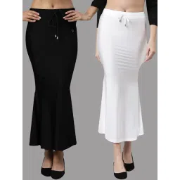 TWIN BIRDS White & Black Plain Saree Shapewear - Pack Of 2-picture-29