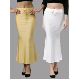 TWIN BIRDS White & Golden Plain Saree Shapewear - Pack Of 2-picture-16