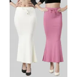TWIN BIRDS White & Pink Plain Saree Shapewear - Pack Of 2-picture-31