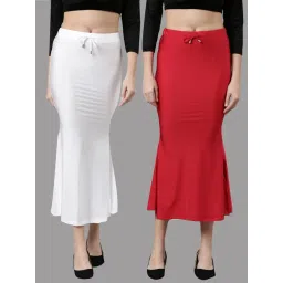 TWIN BIRDS White & Red Plain Saree Shapewear - Pack Of 2-picture-37