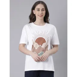 TWIN BIRDS White Cotton Printed T-Shirt-picture-40