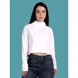 TWIN BIRDS White Solid Full Sleeves Crop T-Shirt-picture-27