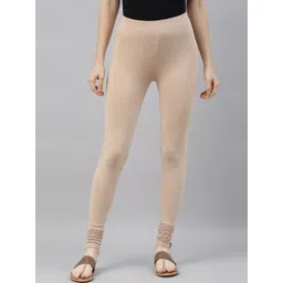 TWIN BIRDS Women Beige Solid Churidar-Length Leggings-image-44
