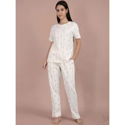 TWIN BIRDS Women Conversational Printed Round Neck T-shirt & Pyjamas Night suit-picture-16