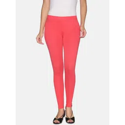 TWIN BIRDS Women Coral Pink Solid Ankle Length Leggings-picture-27