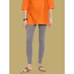 TWIN BIRDS Women Cotton Blend Solid Anthrazite Grey Ankle Length Legging-picture-26