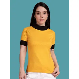 TWIN BIRDS Women High Neck Pockets Slim Fit T-shirt-image-6