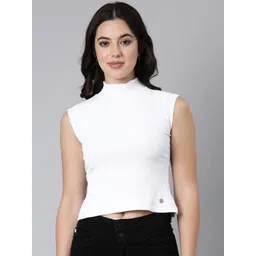 TWIN BIRDS Women High Neck Raw Edge Slim Fit T-shirt-picture-31