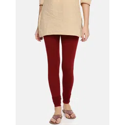 TWIN BIRDS Women Maroon Solid Churidar-Length Leggings-picture-25