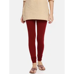 TWIN BIRDS Women Maroon Solid Churidar-Length Leggings-picture-35