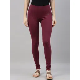 TWIN BIRDS Women Maroon Solid Churidar-Length Leggings-picture-39