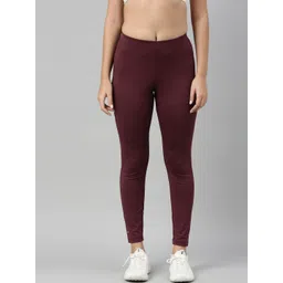 TWIN BIRDS Women Maroon Solid Quick Dry Ankle Length Tights-picture-29